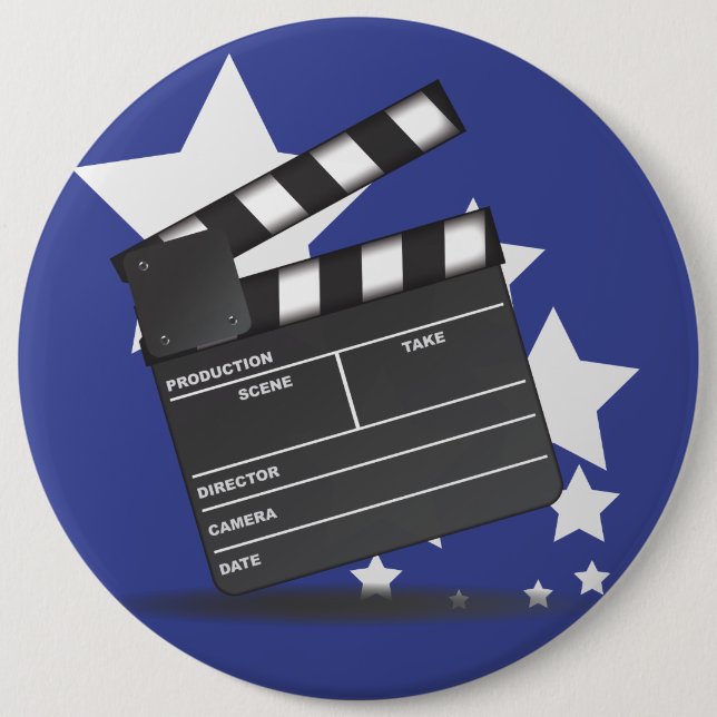 Clapperboard 6 Cm Round Badge (Front)