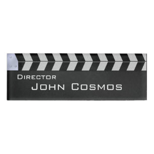 Clapperboard cinema name tag