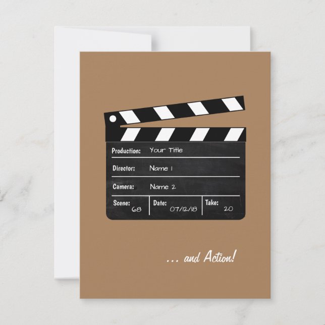 Clapperboard with customisable text invitation (Front)