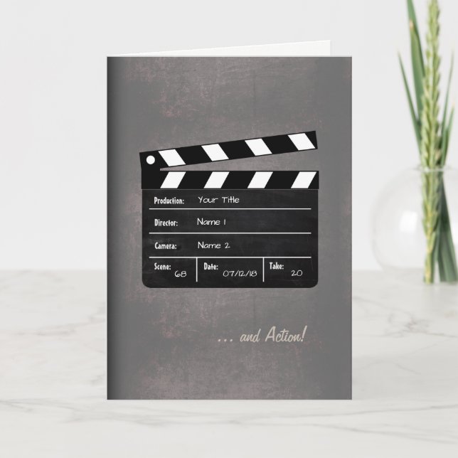 Clapperboard with your Text! Invitation (Front)