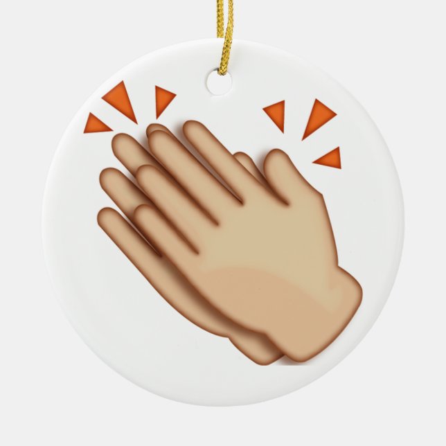 Clapping Hands - Emoji Ceramic Tree Decoration (Front)