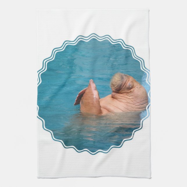 Clapping Walrus Kitchen Towel (Vertical)