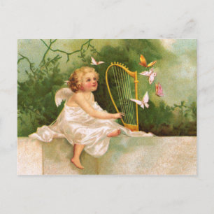 Clapsaddle: Angel Playing Harp Postcard
