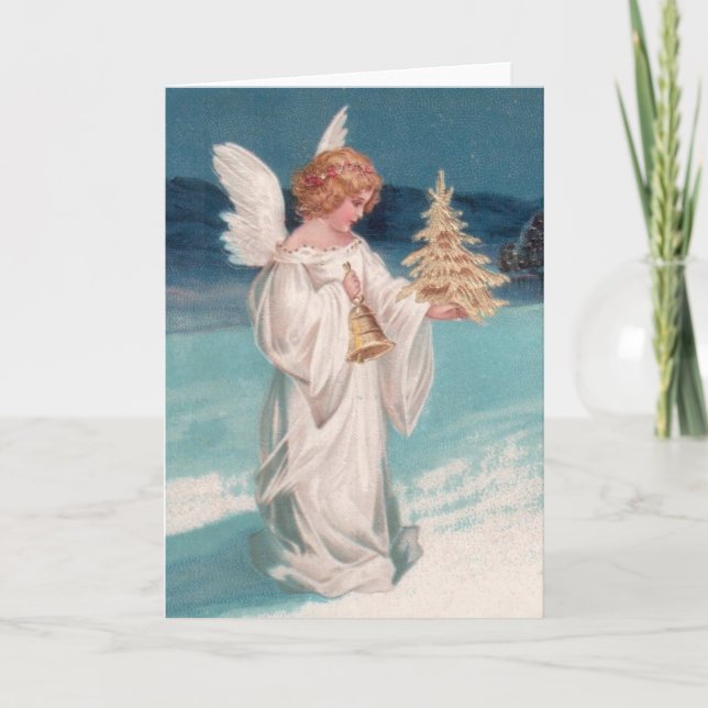 Clapsaddle: Christmas Angel with Bell Holiday Card (Front)