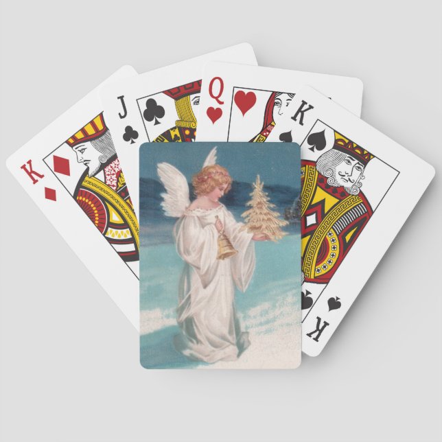 Clapsaddle: Christmas Angel with Bell Playing Cards (Back)