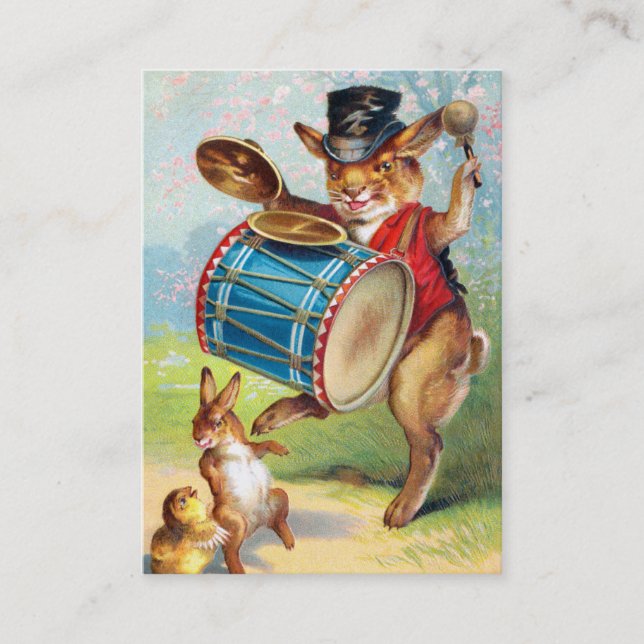 Clapsaddle: Drumming Rabbit Business Card (Front)