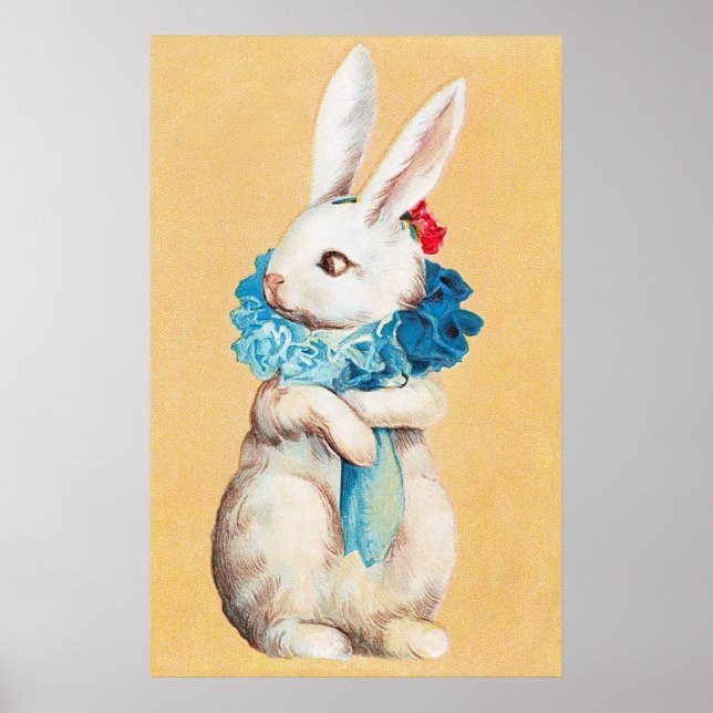 Clapsaddle: Easter Bunny Girl with Ruff Poster (Front)