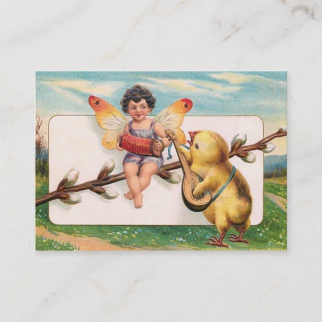 Clapsaddle: Music Making Easter Fairy Business Card (Front)