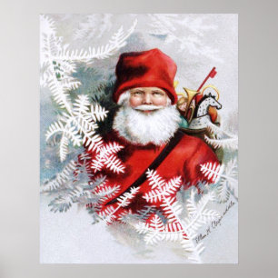 Clapsaddle: Santa Claus with Toys and Fir Twigs Poster
