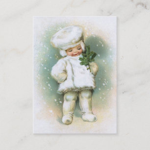 Clapsaddle: Winter Boy with Fir Twig Business Card