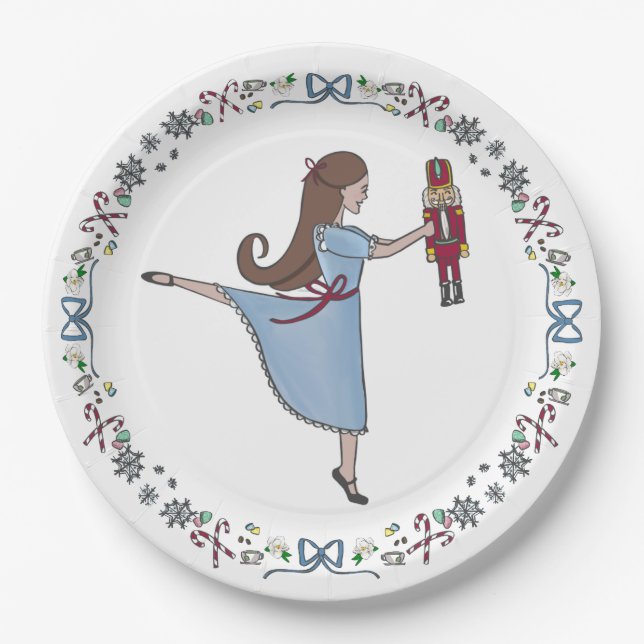 Clara and her Nutcracker Christmas Party Paper Plate (Front)