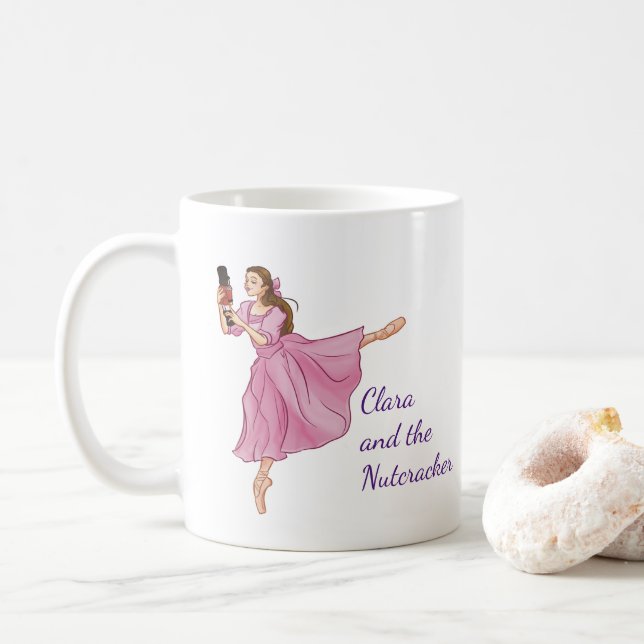 Clara and the Nutcracker with Custom Name Coffee Mug (With Donut)