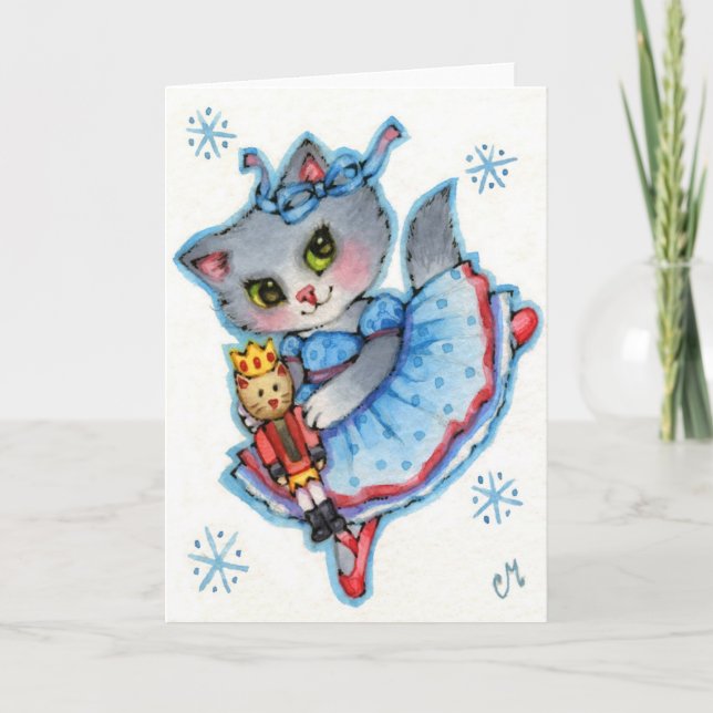 Clara - Cute Nutcracker Christmas Cat Holiday Card (Front)