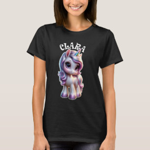 Clara Cute Unicorn Design for Girls Name Clara T-Shirt