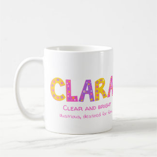 Clara girls name meaning pink purple flower stars coffee mug
