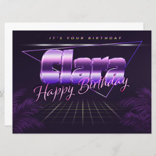 Clara Name First name lila retro card Birthday