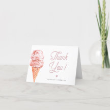 CLARA Retro Blush Pink Ice Cream Thank You Card