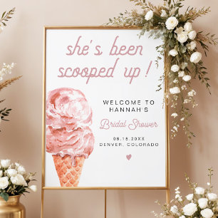 CLARA Retro Ice Cream Blush Bridal Shower Welcome Poster