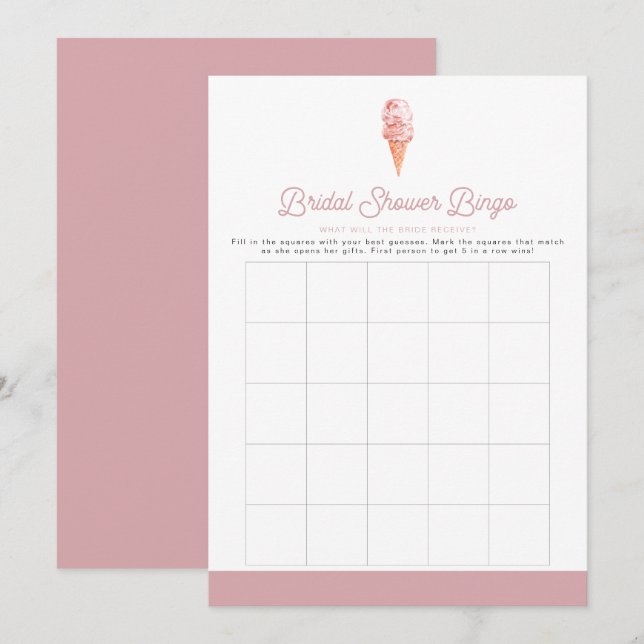 CLARA Retro Ice Cream Bridal Shower Bingo Game Inv Invitation (Front/Back)