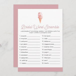 CLARA Retro Ice Cream Bridal Shower Word Scramble  Invitation