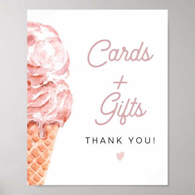 CLARA Retro Ice Cream Cards + Gifts Sign  (Front)