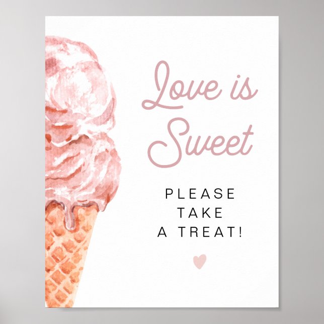 CLARA Retro Ice Cream Love is Sweet Take a Treat  Poster (Front)