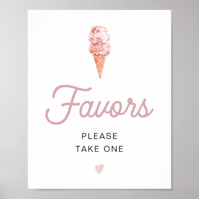 CLARA Retro Pink Ice Cream Wedding Party Favours P Poster (Front)