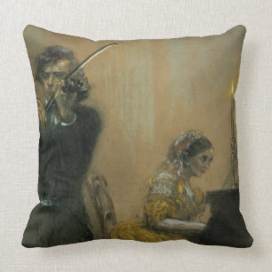 Clara Schumann (1819-96) and a Violinist, 1854 (pa Cushion
