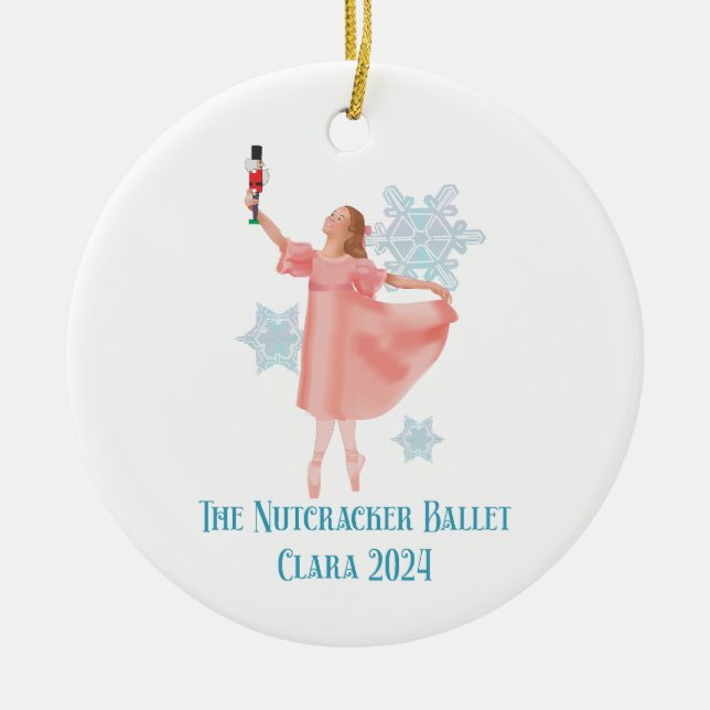 Clara with Nutcracker 2024 Ceramic Ornament (Front)