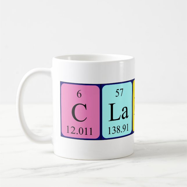 Clarance periodic table name mug (Left)