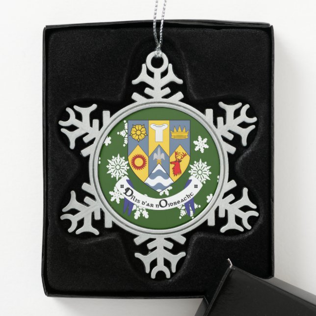 Clare Ireland Crest Irish Snowflake Pewter Christmas Ornament (Box)