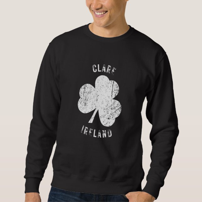 Clare Ireland Vintage Shamrock Distressed Look   Sweatshirt (Front)