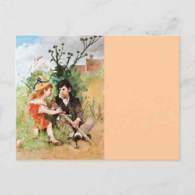 Clare with Boy and Crutch Postcard (Front)