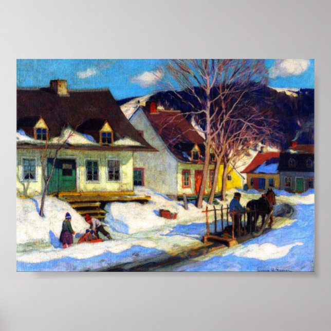 Clarence Gagnon ,A Quebec Village Street,  Winter Poster (Front)