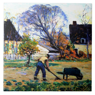 Clarence Gagnon art - Fall Scene, Baie-Saint-Paul Ceramic Tile