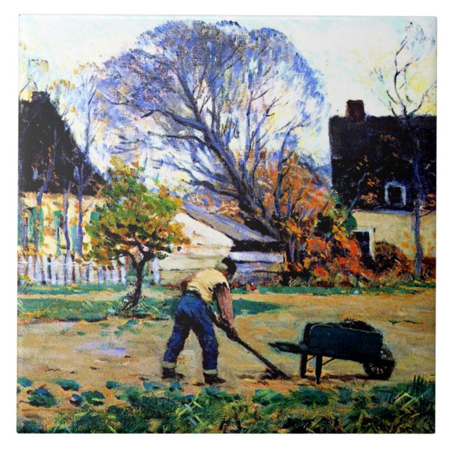 Clarence Gagnon art - Fall Scene, Baie-Saint-Paul Ceramic Tile (Front)