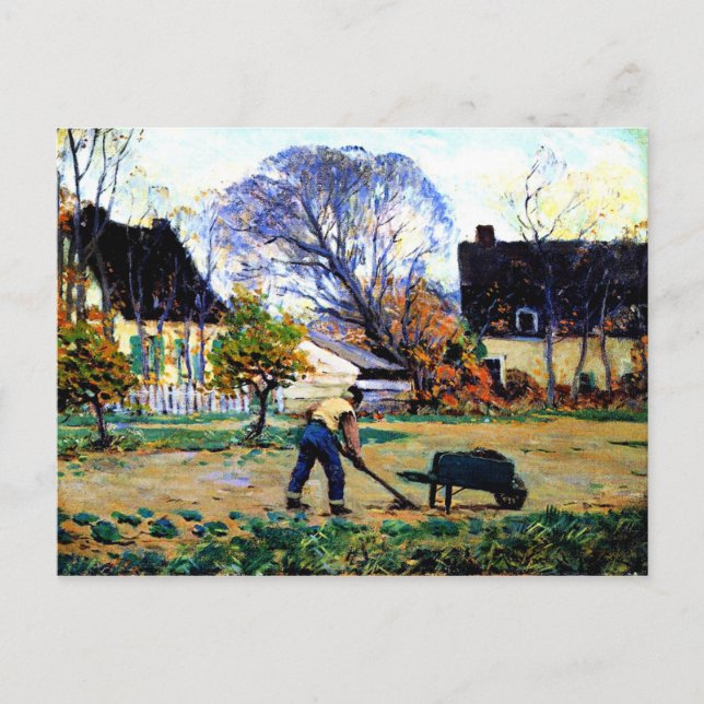 Clarence Gagnon art - Fall Scene, Baie-Saint-Paul Postcard (Front)