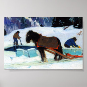 Clarence Gagnon Ice Cutting Poster