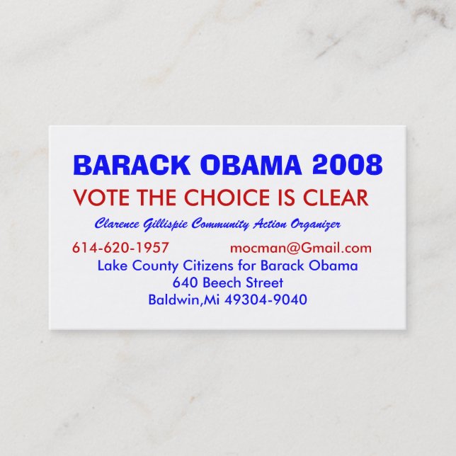 Clarence Gillispie, Community Acti... - Customised Business Card (Front)