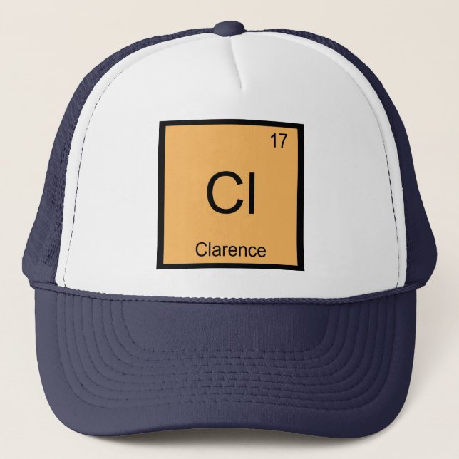 Clarence Name Chemistry Element Periodic Table Trucker Hat (Front)