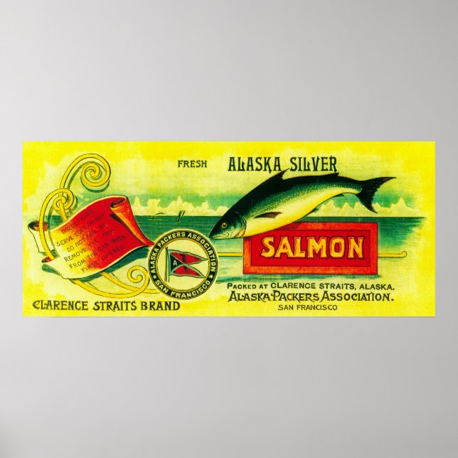 Clarence Straits Salmon Can Label Poster (Front)