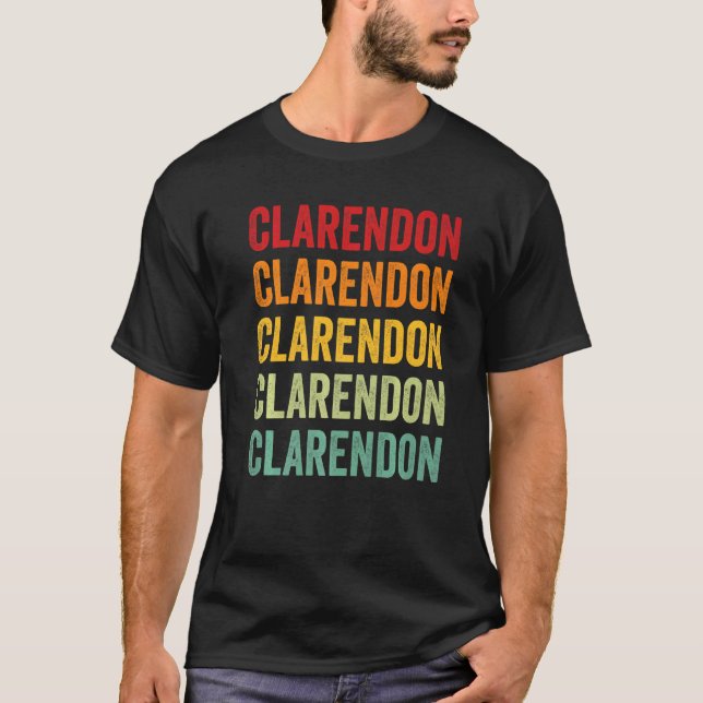 Clarendon County South Carolina Rainbow Text T-Shirt (Front)
