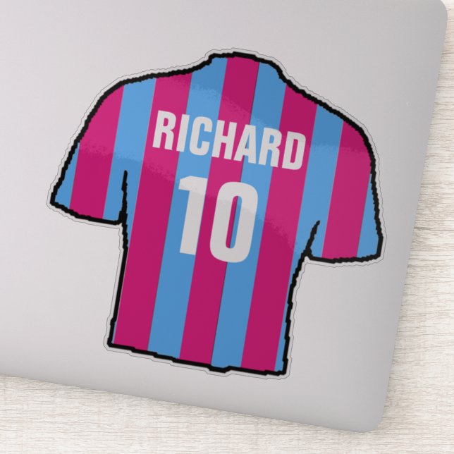 Claret & Blue Football Shirt to Personalise. (Detail)