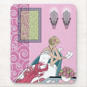 Clarice's Letter - Art Deco Fashion Design Mouse Pad