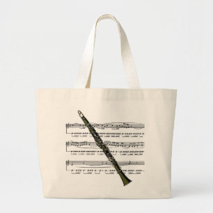 Clarinet 09B W/Sheet Music Background Tote Bag