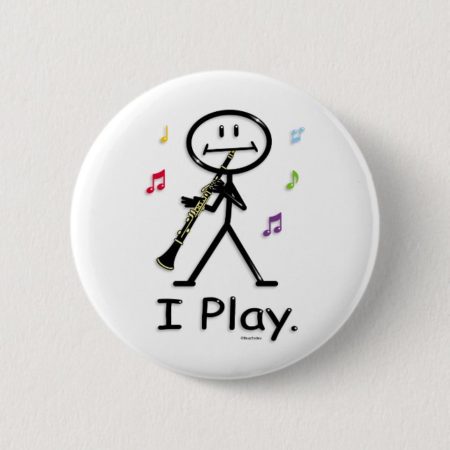Clarinet 6 Cm Round Badge (Front)