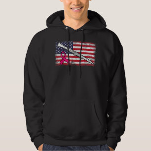 Clarinet American Flag Breast Cancer Awareness Bas Hoodie