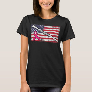 Clarinet American Flag Breast Cancer Awareness Bas T-Shirt