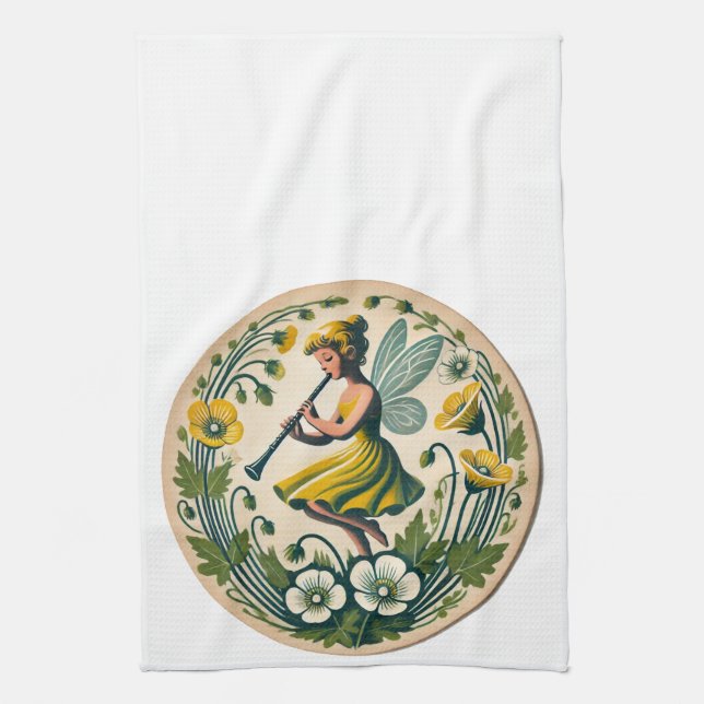 Clarinet Band Class Fairy                          Tea Towel (Vertical)
