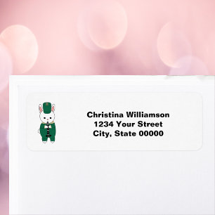 Clarinet Band Rabbit Green Return Address Label